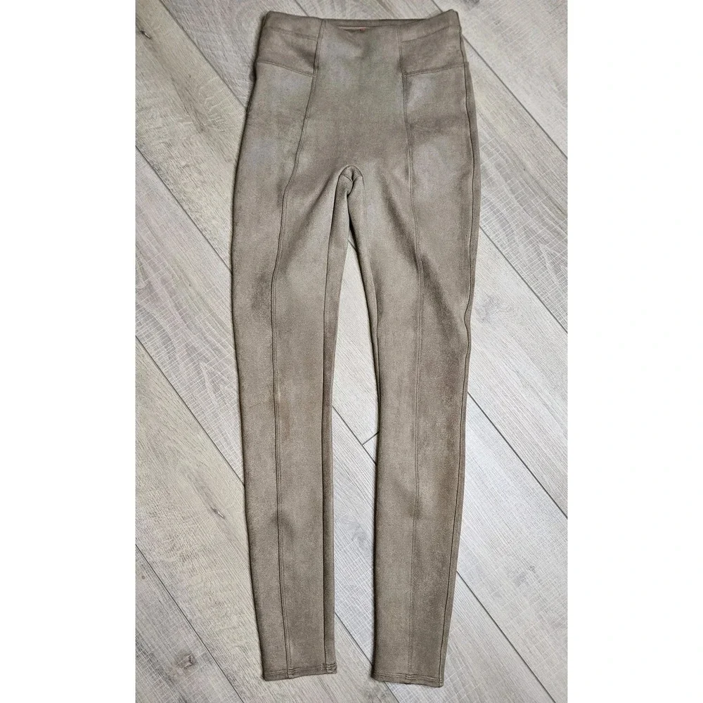 Spanx Faux‎ Suede Pants Size Small Camel Tan High Rise Slimming